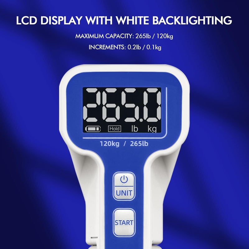 Handexer Grip Strength Tester 265lb/120kg, Digital Hand Dynamometer FDA Registered with Backlit LCD for Grip Strength Testing and Training - Image 4